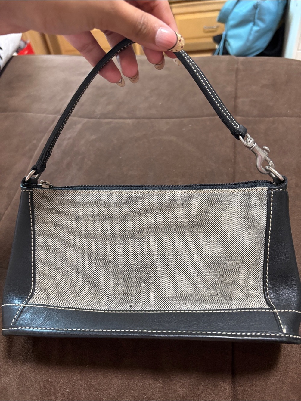 Coach Women's Bleeker Black and Cream Canvas-Trim Shoulder Bag